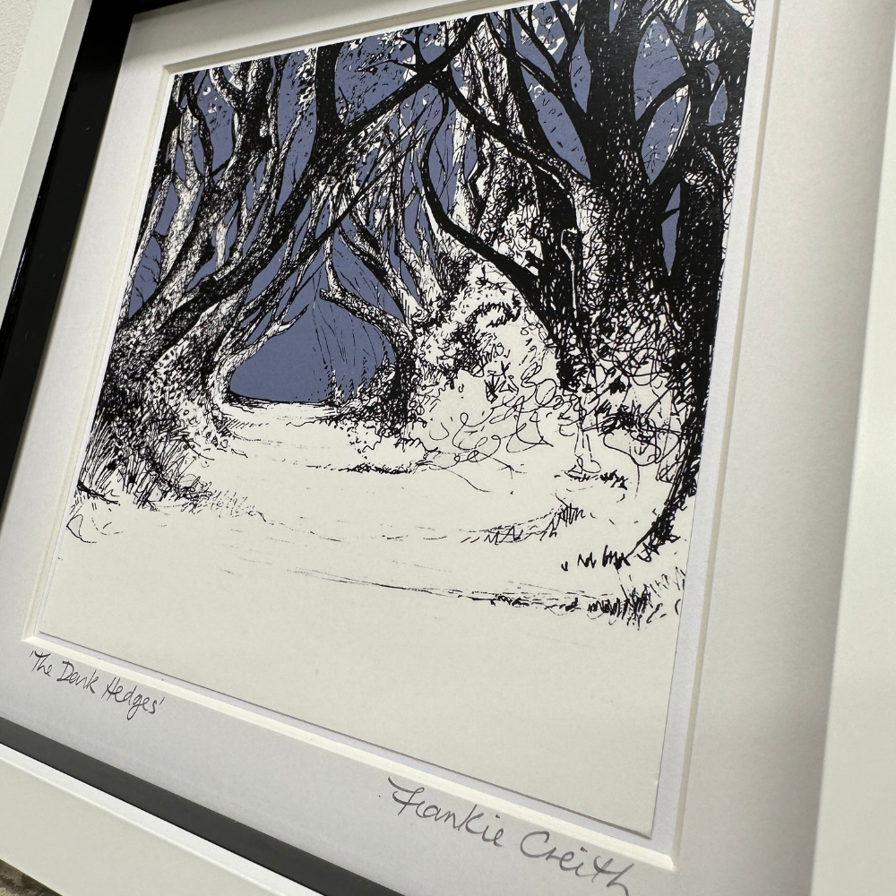 The Dark Hedges Box Framed Print detailed side view